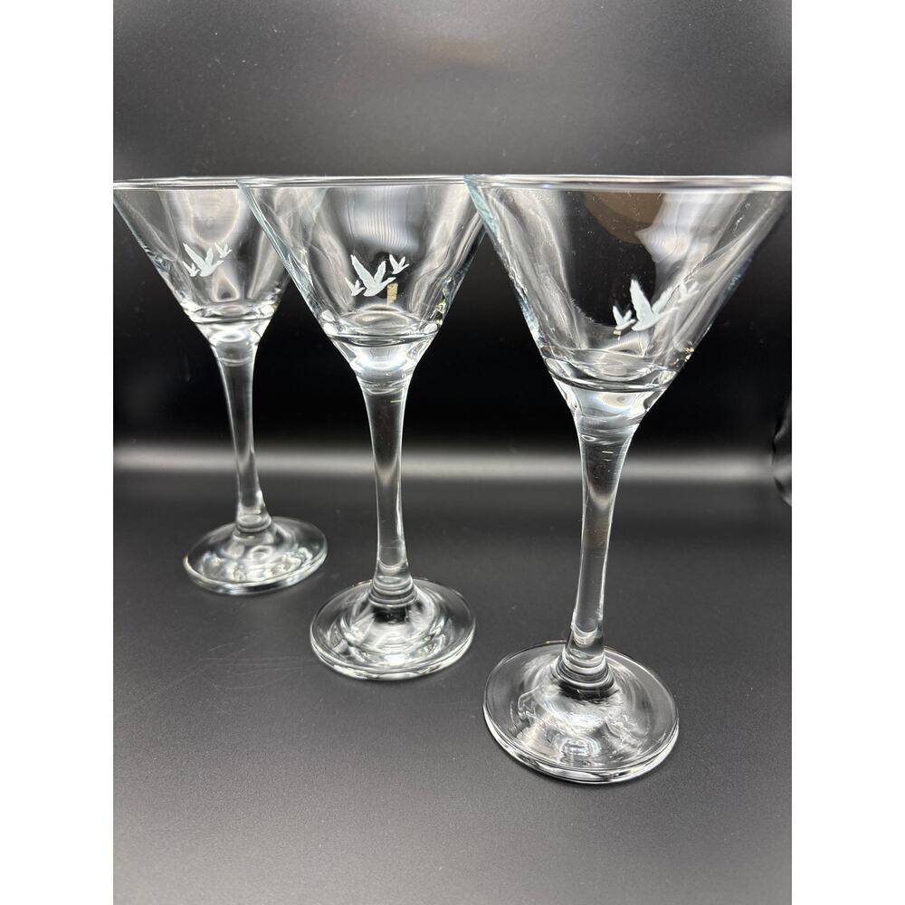 Grey Goose Vodka Crystal Glass Martini Glasses Set of Three Stylish Barware